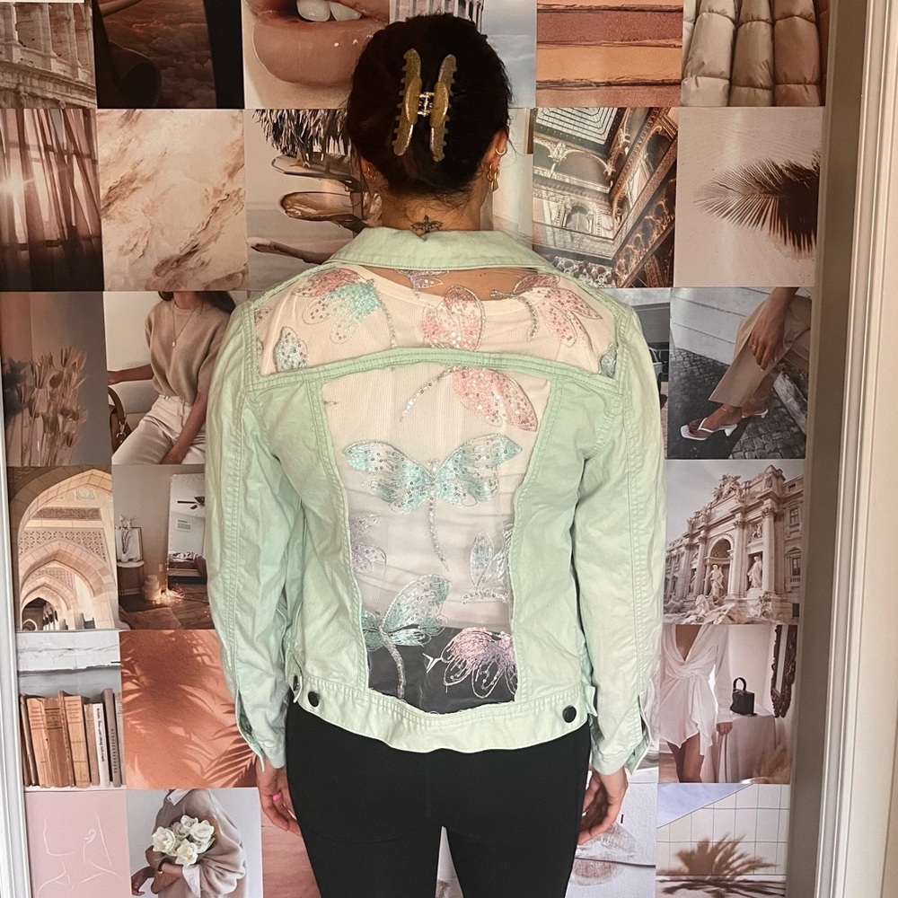 Mint Green Butterfly/Dragonfly Women's Jacket